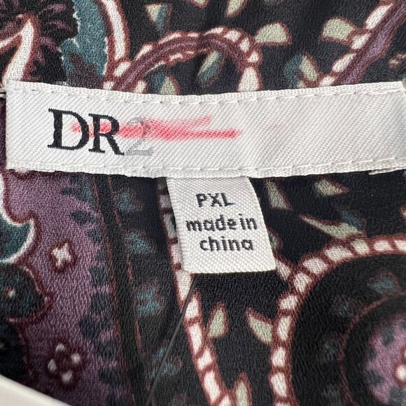 DR2 by Daniel Rainn Paisley Blouse Womens PXL Cap Sleeve V-Neck Top - Picture 3 of 4